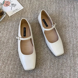 KissICON White / 44 Flat Shoes for Women Silver Mary Jane Women's