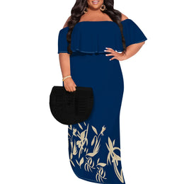 KissICON White-5 / 1XL / China Mainland Plus Size Tropical OffShoulder Summer Beach Dress