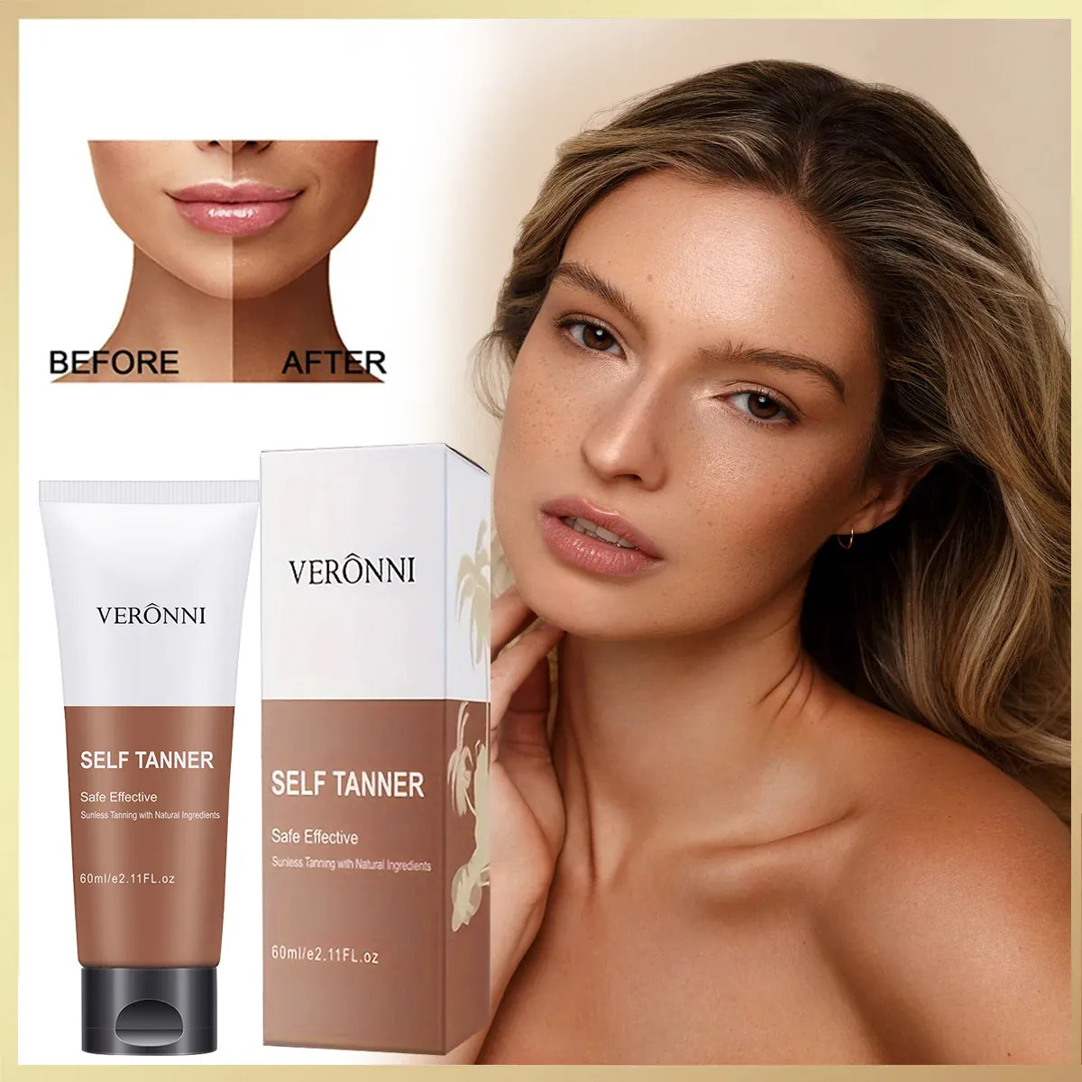 KissICON WHITE / 60ml Body Tanning Oil Bronzing Cream Natural Streak Free