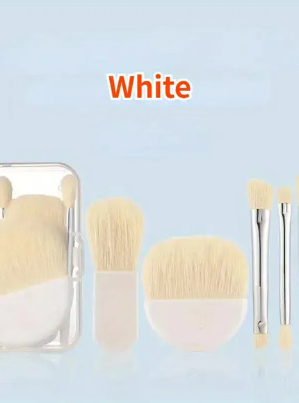 KissICON White 6Pcs KissIcon Mini Makeup Brushes Set 6Pcs - Portable