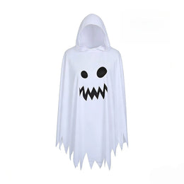 KissICON White / 75CM Halloween Trick or Treat Ghost Cosplay Costume Hooded Ghosts Face Cloak White Black Fancy Dress Family Matching Outfits