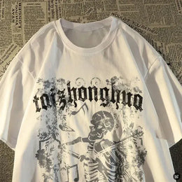 KissICON WHITE / 7XL Street Skull Print Mens Trendy Tee M8XL