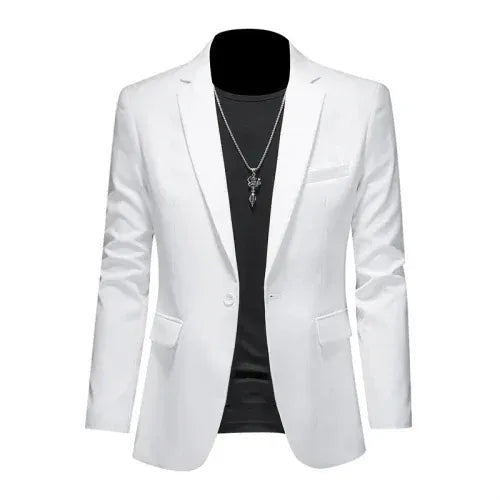 KissICON WHITE / Asia 6XL(185cm-98kg) Mens Slim Fit Casual Fashion Wedding Tuxedo Blazer