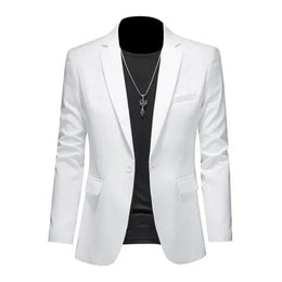 KissICON WHITE / Asia 6XL(185cm-98kg) Mens Slim Fit Casual Fashion Wedding Tuxedo Blazer