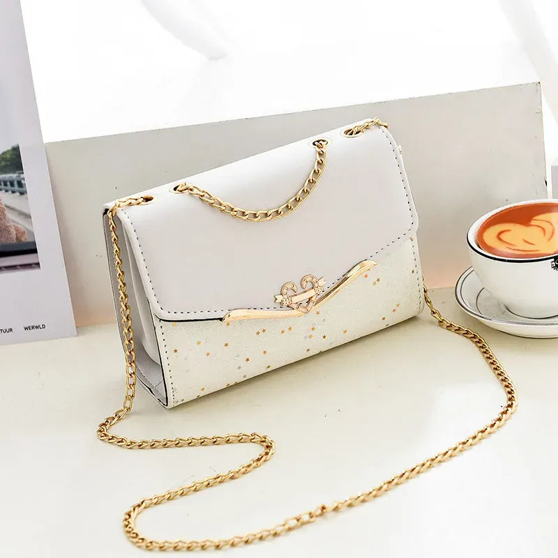 KissICON White / Bag only Faux Leather Chain Crossbody – Shoulder Purse Day