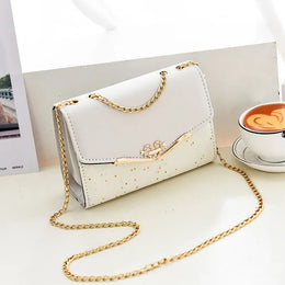 KissICON White / Bag only Faux Leather Chain Crossbody – Shoulder Purse Day
