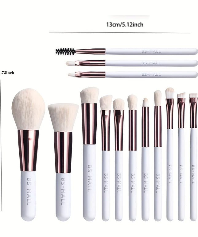 KissICON White Bsmall 14pc Pro White Makeup Brush Set