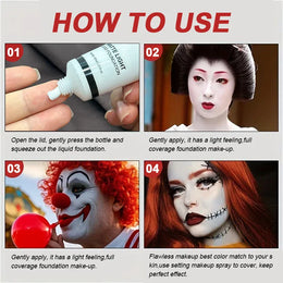 KissICON WHITE / China Mainland Halloween Pure White Makeup Foundation Mixable Pure White Foundation Adjuster Concealer Face Paint Makeup Clown COS Carnival