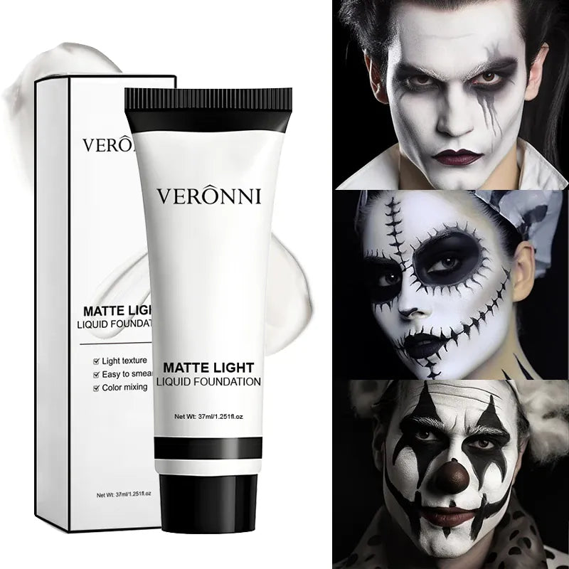 KissICON WHITE / China Mainland Halloween Pure White Makeup Foundation Mixable Pure White Foundation Adjuster Concealer Face Paint Makeup Clown COS Carnival