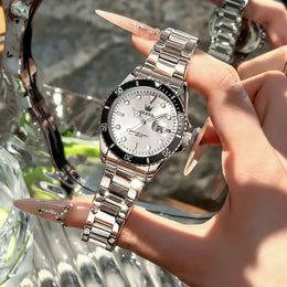 KissICON WHITE / China Mainland OLEVS 5885 Original Quartz Watch Women Fashion Rotating Dial Stainless Steel Strap Waterproof Casual Ladies' Watch