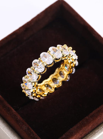 KissICON White Crystal Ring 925 Silver Rose Gold Finish - Engagement