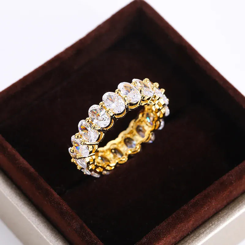 KissICON White Crystal Ring 925 Silver Rose Gold Finish - Engagement