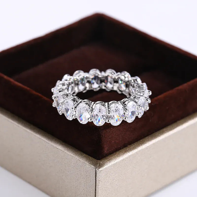 KissICON White Crystal Ring 925 Silver Rose Gold Finish - Engagement