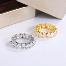 KissICON White Crystal Ring 925 Silver Rose Gold Finish - Engagement