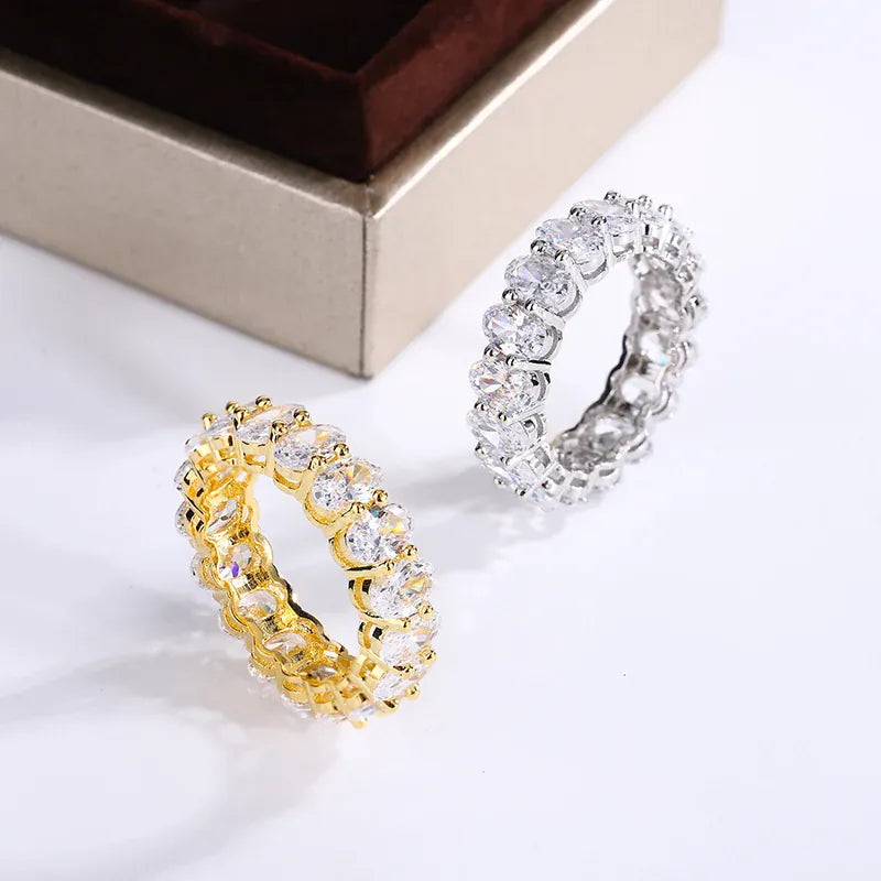 KissICON White Crystal Ring 925 Silver Rose Gold Finish - Engagement
