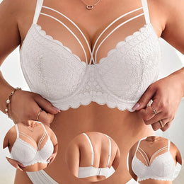 KissICON White / EU 85C Women's Curve Underwire Push-up Bra – Lace Trim Adjustable