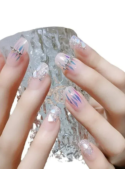 KissICON White French Press On Nails 3D Bowknot Full