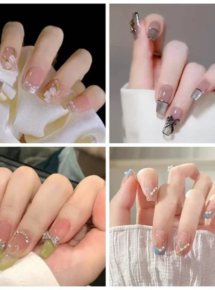 KissICON White French Press On Nails 3D Bowknot Full