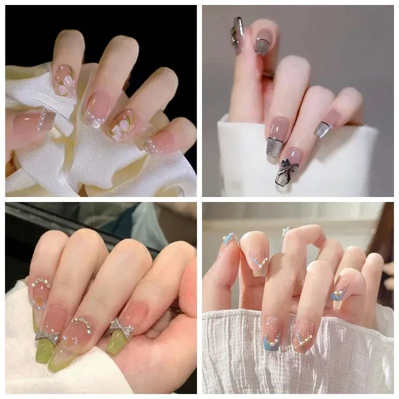 KissICON White French Press On Nails 3D Bowknot Full