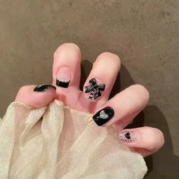 KissICON White French Press On Nails 3D Bowknot Full