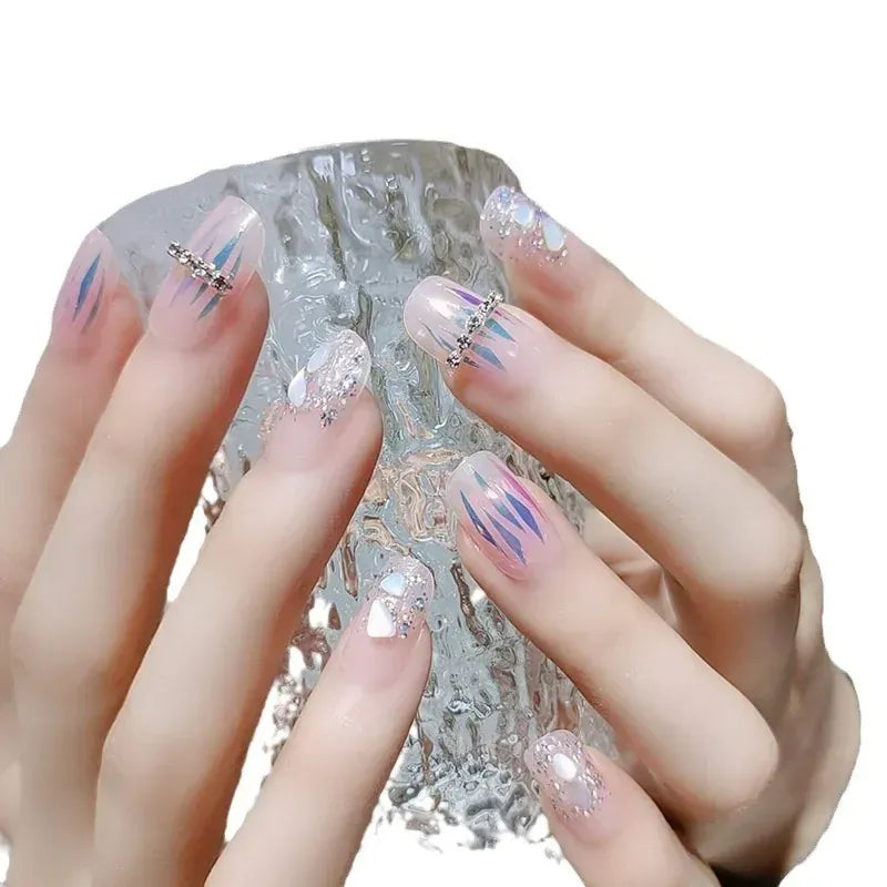 KissICON White French Press On Nails 3D Bowknot Full