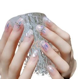 KissICON White French Press On Nails 3D Bowknot Full