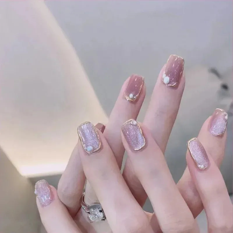 KissICON White French Press On Nails 3D Bowknot Full