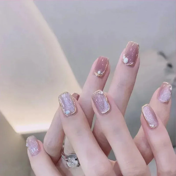 White French Press On Nails 3D Bowknot Full