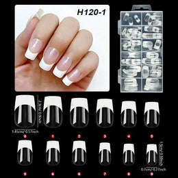 KissICON white French Style Full Cover Press On Nails 120