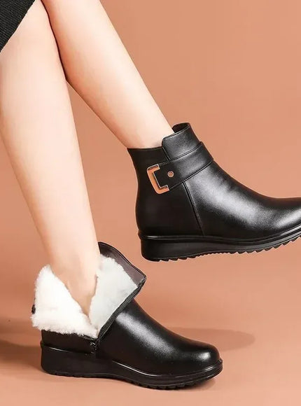 KissICON white fur / 35 Mum Women's Warm Shoes Winter Padded Thickened Short
