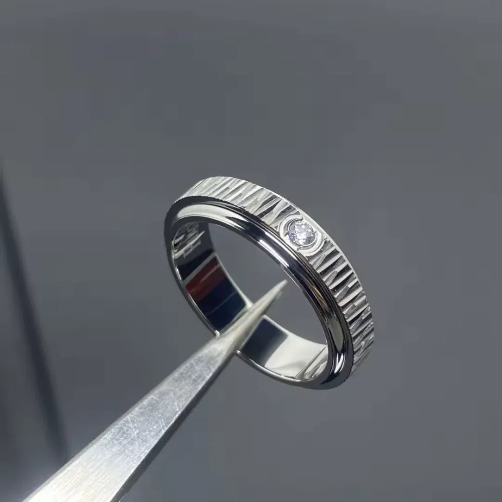 KissICON White gold / 11 18K Gold Plated Rotatable Single Diamond Ring Suitable for Couples Men Women Wedding Engagement Jewelry