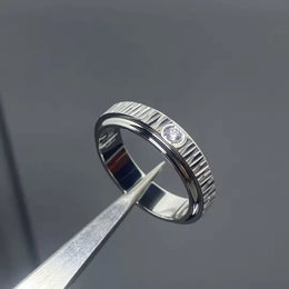 KissICON White gold / 11 18K Gold Plated Rotatable Single Diamond Ring Suitable for Couples Men Women Wedding Engagement Jewelry