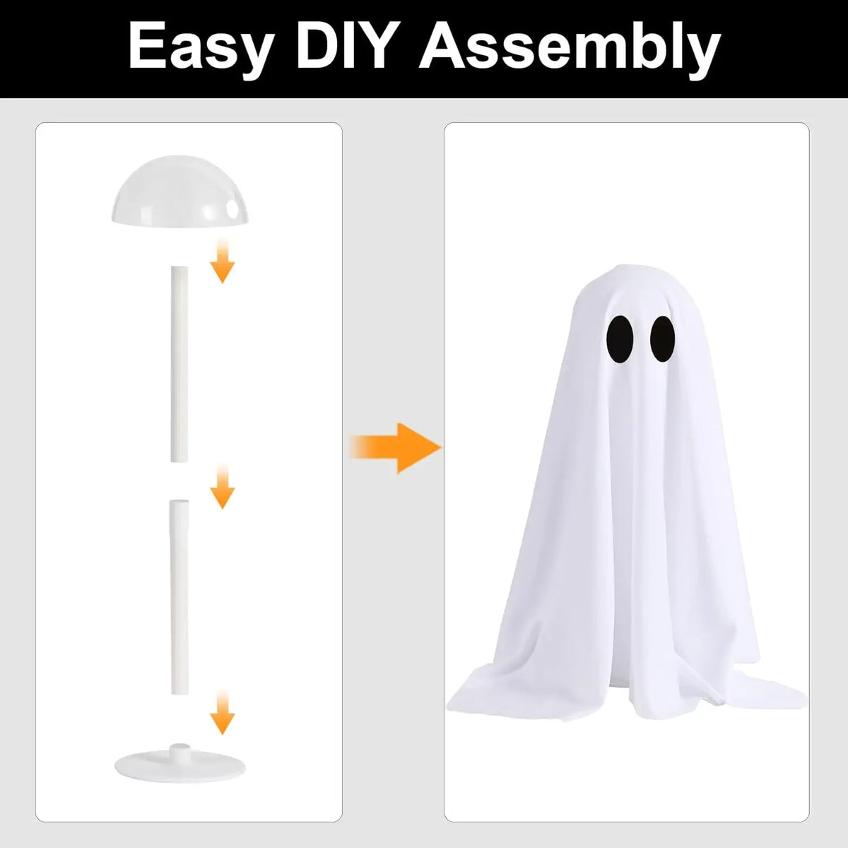 KissICON White Halloween Ghost Decor with String Lights, 2 Pack - Haunted Hanging Ghosts for Home Party Table Room Kitchen Halloween