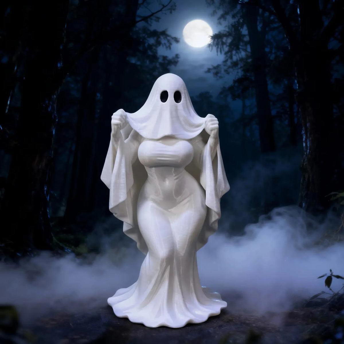KissICON White Halloween Ghost Lady Ornament, Dark Atmosphere Home Desktop Ornament Crafts, Halloween Gift Decoration, Ghost Mother