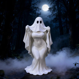 KissICON White Halloween Ghost Lady Ornament, Dark Atmosphere Home Desktop Ornament Crafts, Halloween Gift Decoration, Ghost Mother
