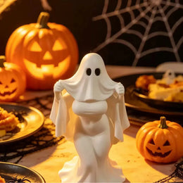 KissICON White Halloween Ghost Lady Ornament, Dark Atmosphere Home Desktop Ornament Crafts, Halloween Gift Decoration, Ghost Mother