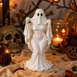 KissICON White Halloween Ghost Lady Ornament, Dark Atmosphere Home Desktop Ornament Crafts, Halloween Gift Decoration, Ghost Mother