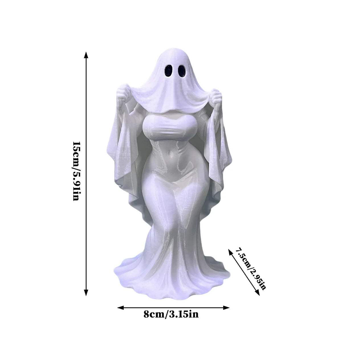 KissICON White Halloween Ghost Lady Ornament, Dark Atmosphere Home Desktop Ornament Crafts, Halloween Gift Decoration, Ghost Mother