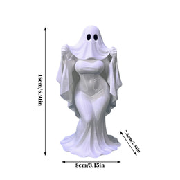 KissICON White Halloween Ghost Lady Ornament, Dark Atmosphere Home Desktop Ornament Crafts, Halloween Gift Decoration, Ghost Mother