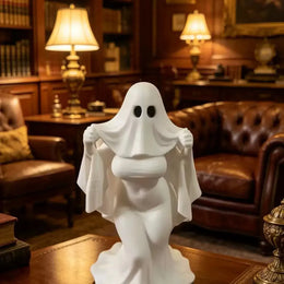 KissICON White Halloween Ghost Lady Ornament, Dark Atmosphere Home Desktop Ornament Crafts, Halloween Gift Decoration, Ghost Mother
