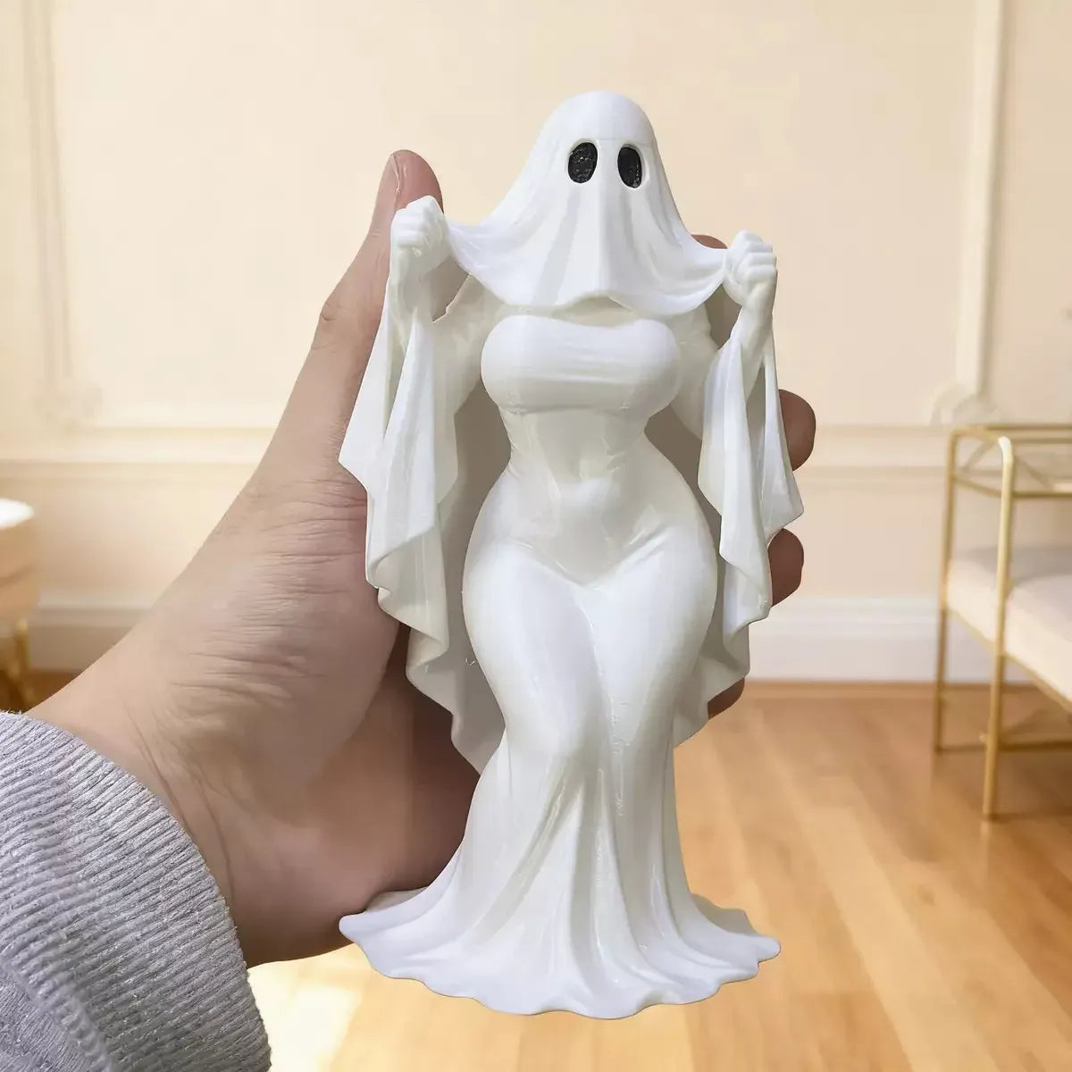 KissICON White Halloween Ghost Lady Ornament, Dark Atmosphere Home Desktop Ornament Crafts, Halloween Gift Decoration, Ghost Mother