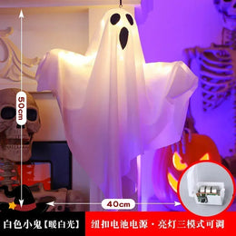 KissICON white Halloween Party LED Glow Ghost Home Indoor Outdoor Decoration Supplies 2024 Haunted House Bar Hanging Horror Props with Lights
