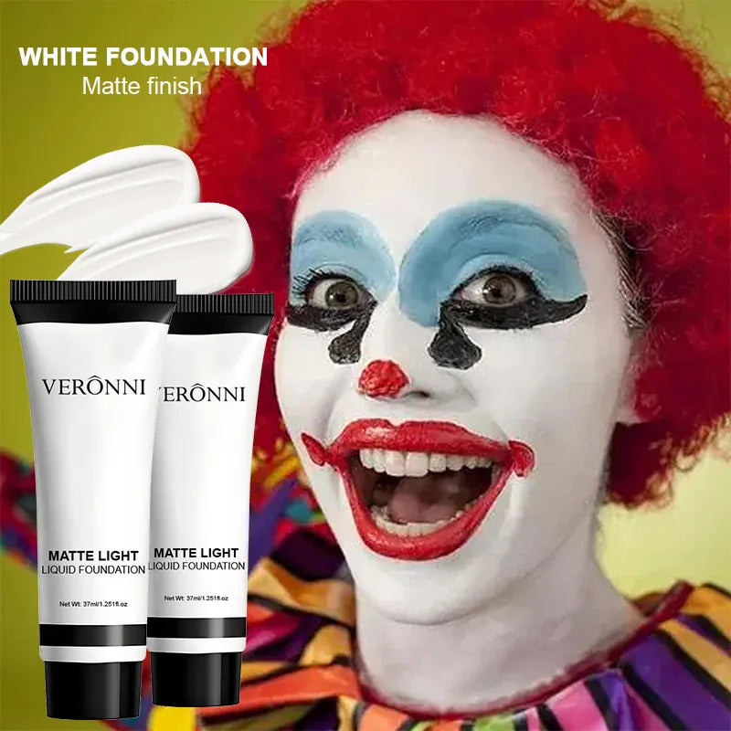 KissICON WHITE Halloween Pure White Makeup Foundation Mixable Pure White Foundation Adjuster Concealer Face Paint Makeup Clown COS Carnival