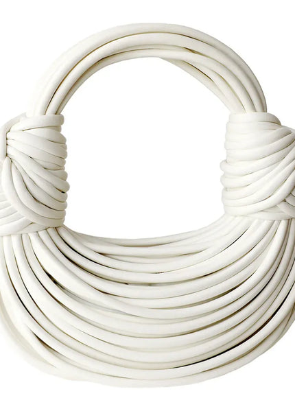 KissICON WHITE Handbags In Gold Designer Brand Handwoven Noodle