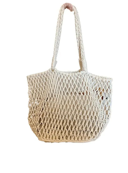 KissICON WHITE Hollow Inner Pocket Cotton Rope Seaside Beach