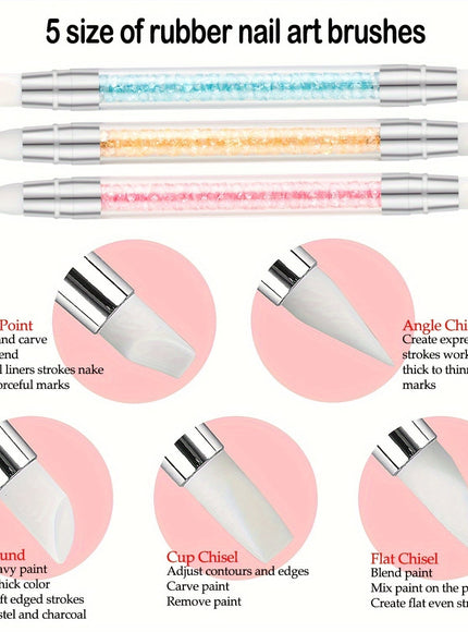 KissICON White KissIcon 11Pcs Nail Art Brushes Set - Double