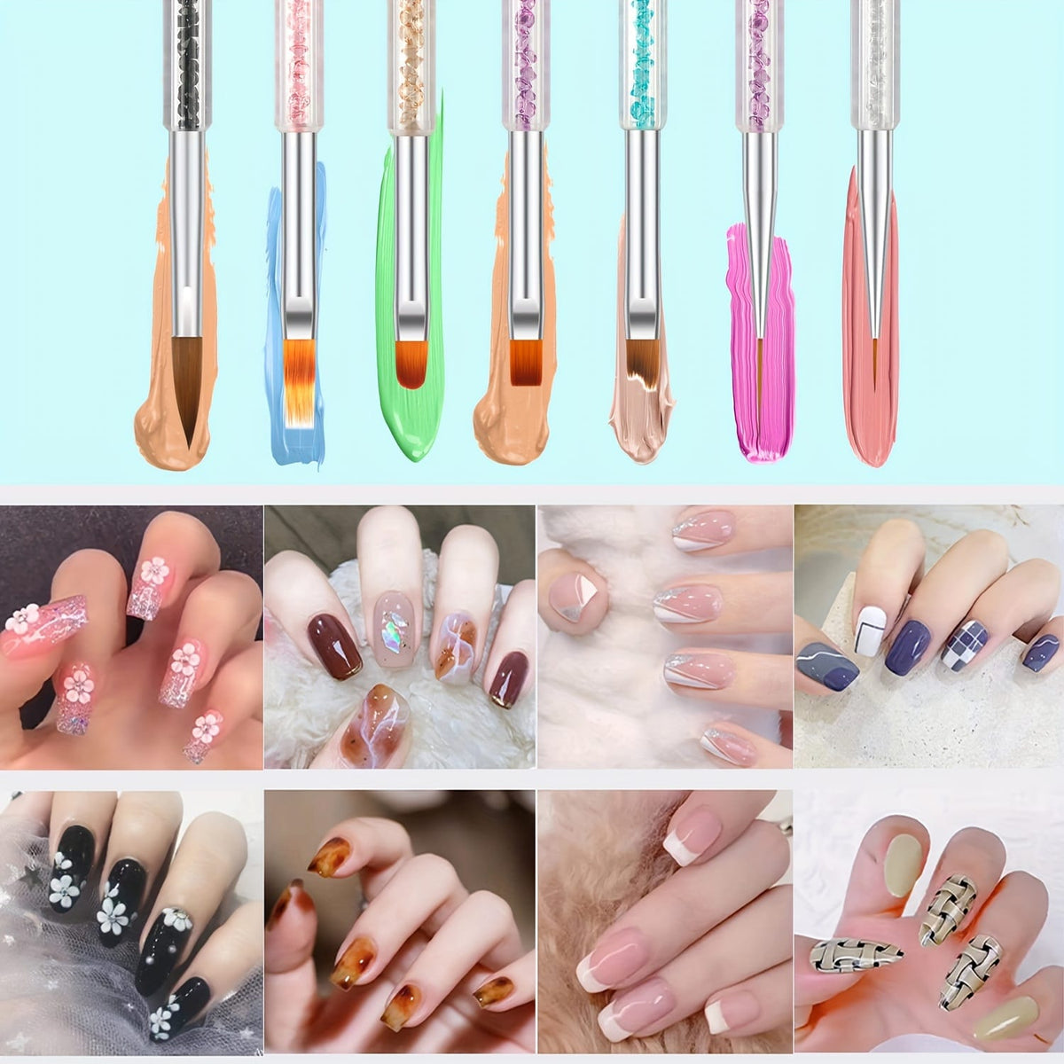 KissICON White KissIcon 11Pcs Nail Art Brushes Set - Double