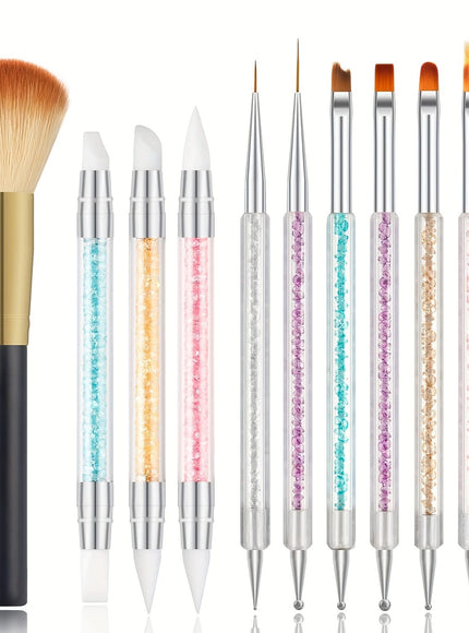 KissICON White KissIcon 11Pcs Nail Art Brushes Set - Double