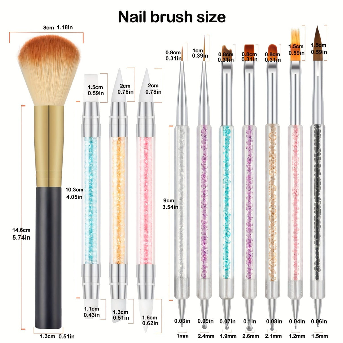KissICON White KissIcon 11Pcs Nail Art Brushes Set - Double