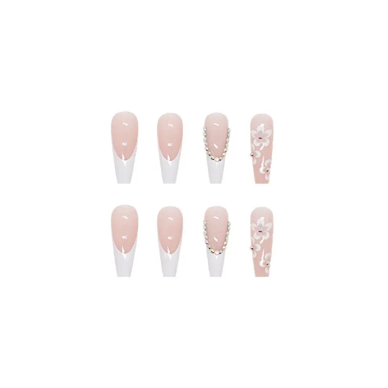 KissICON White KissIcon 24Pcs False Nails Flower Design - Long